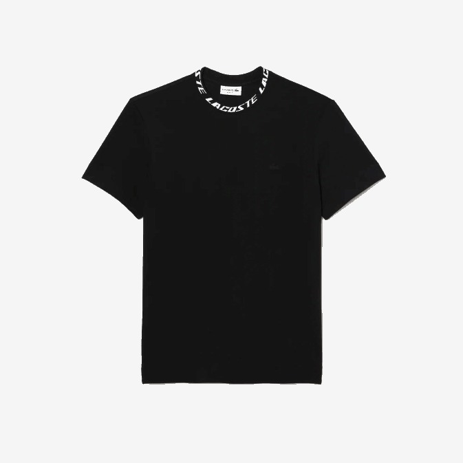 noir 031 V6HV209 Hommes Lacoste t-shirt coupe classique à col marqué