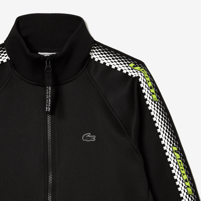 noir 031 V6HV2397 femmes Lacoste sweat zippé ample à rayures logo