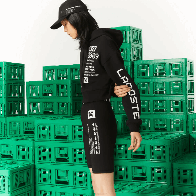 noir 031 V6HV2585 femmessweat à capuche oversize en molleton lacoste x minecraft