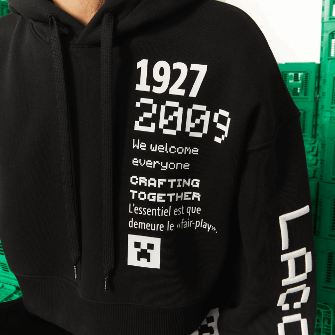noir 031 V6HV2585 femmessweat à capuche oversize en molleton lacoste x minecraft