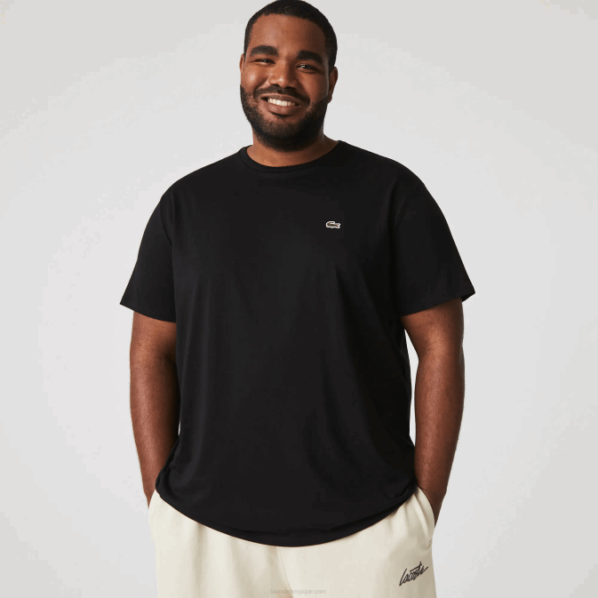 noir 031 V6HV37 Hommes Lacoste t-shirt en jersey de coton pima à col rond