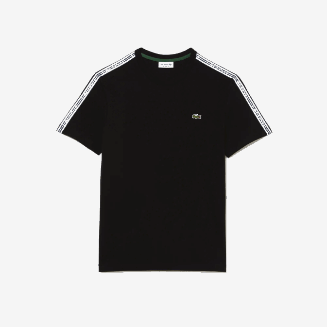 noir 031 V6HV45 Hommes Lacoste t-shirt coupe classique à rayures et logo