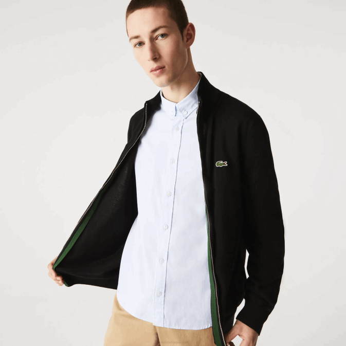 noir 031 V6HV460 Hommes Lacoste pull col montant zippé en coton bio