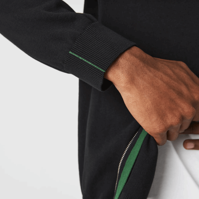 noir 031 V6HV460 Hommes Lacoste pull col montant zippé en coton bio