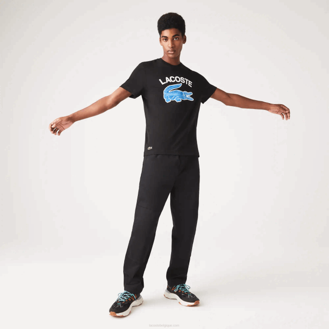 noir 031 V6HV569 Hommes Lacoste t-shirt coupe classique xl imprimé crocodile