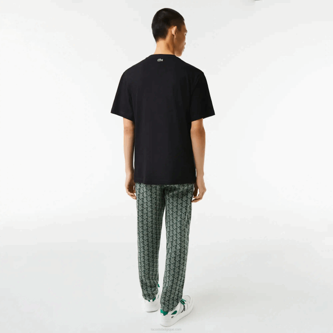 noir 031 V6HV578 Hommes Lacoste t-shirt coupe classique à imprimé monogramme