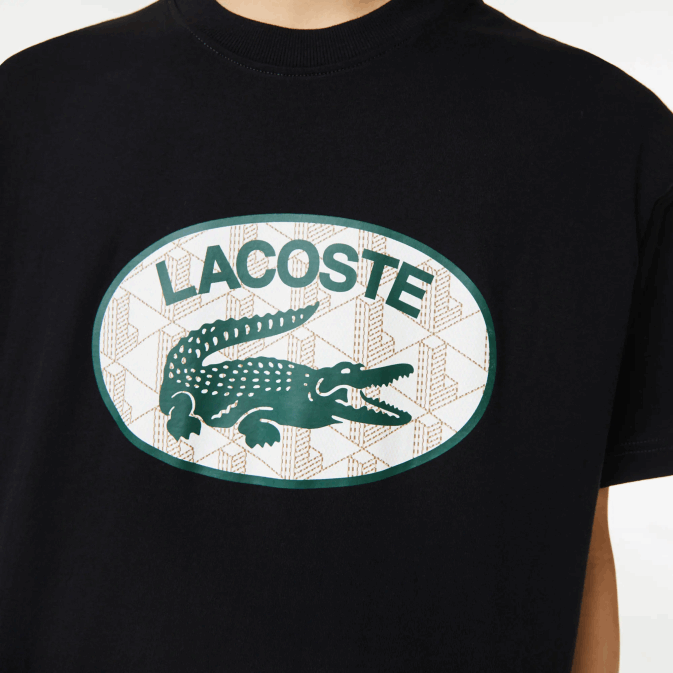 noir 031 V6HV578 Hommes Lacoste t-shirt coupe classique à imprimé monogramme