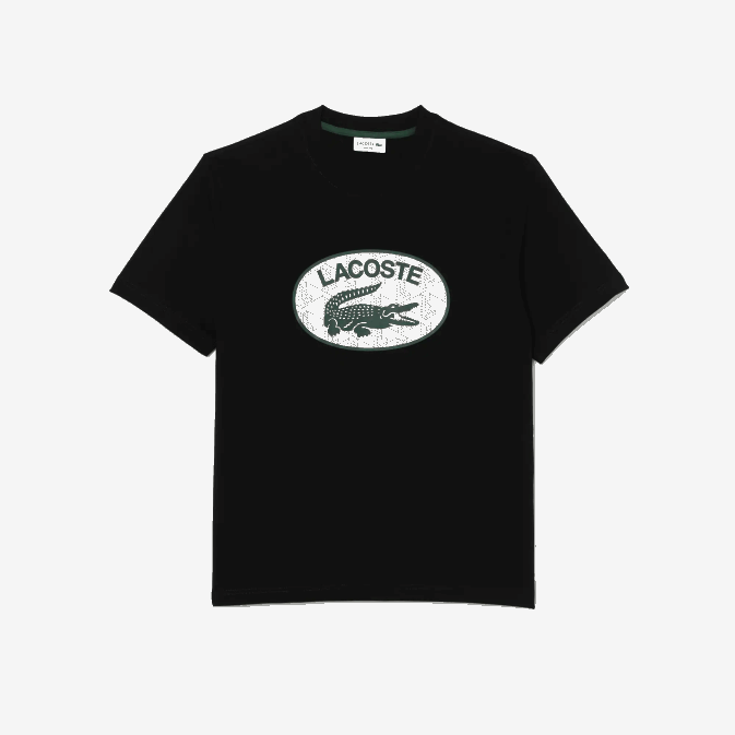 noir 031 V6HV578 Hommes Lacoste t-shirt coupe classique à imprimé monogramme