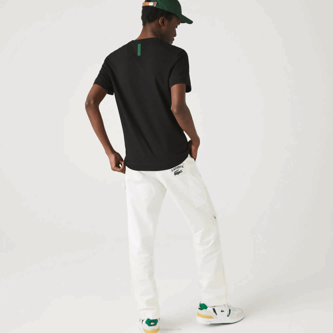 noir 031 V6HV640 Hommes Lacoste t-shirt en piqué de coton bio à col rond