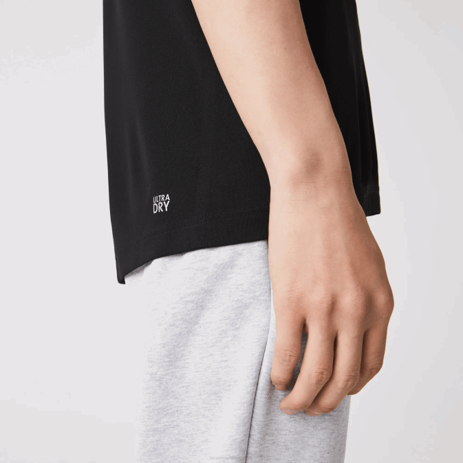 noir 031 V6HV672 Hommes Lacoste t-shirt sport respirant en piqué