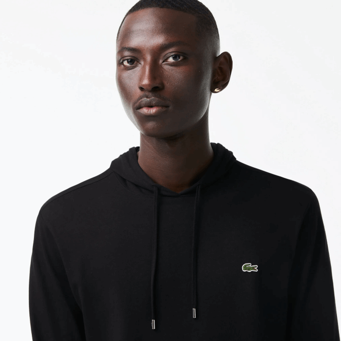 noir 031 V6HV673 Hommes Lacoste sweat à capuche en jersey de coton