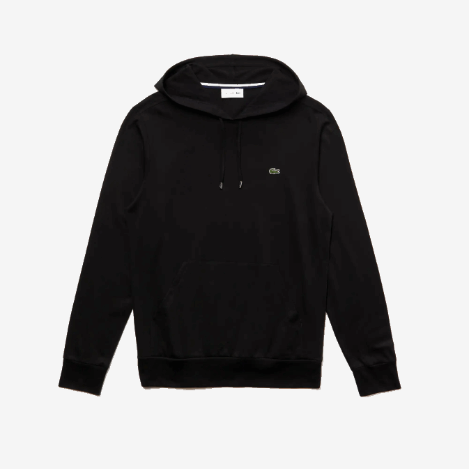 noir 031 V6HV673 Hommes Lacoste sweat à capuche en jersey de coton