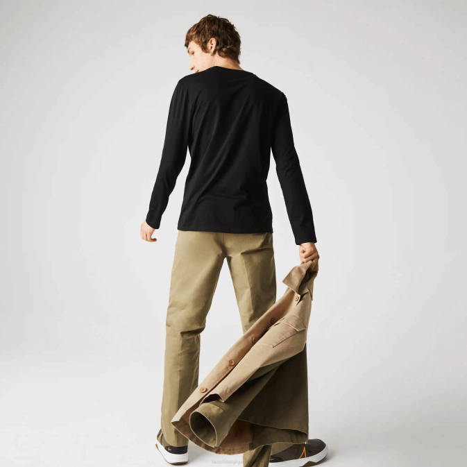 noir 031 V6HV676 Hommes Lacoste t-shirt col v léger en jersey de coton pima