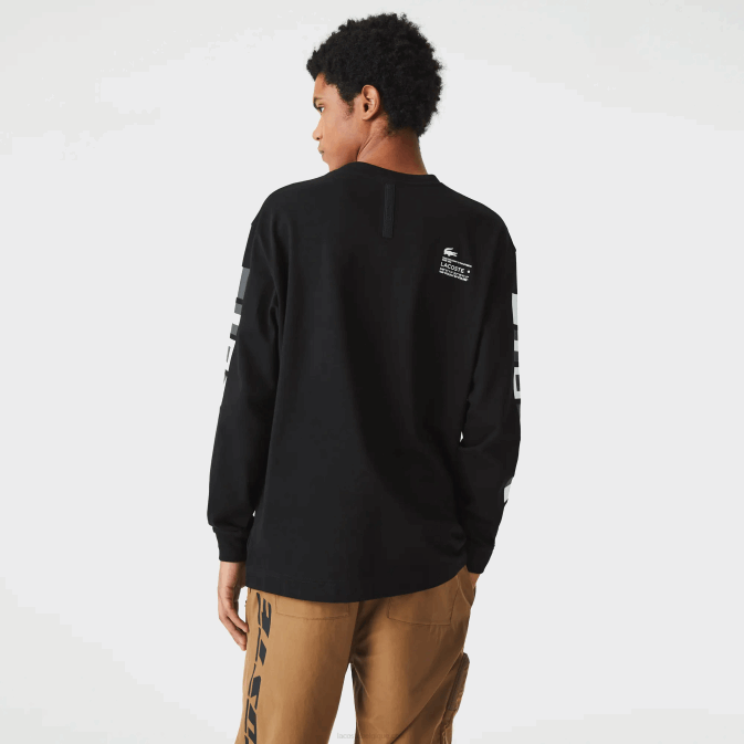 noir 031 V6HV797 Hommes Lacoste t-shirt ample à imprimé