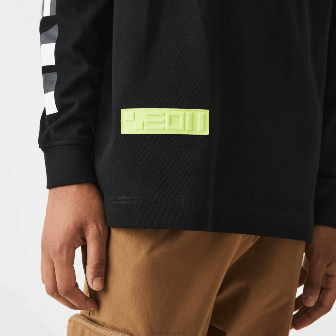 noir 031 V6HV797 Hommes Lacoste t-shirt ample à imprimé