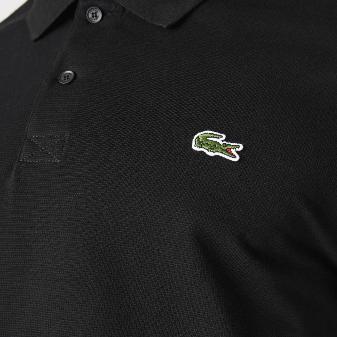 noir 031 V6HV816 Hommes Lacoste polo en coton ultra-léger à bande lettrée