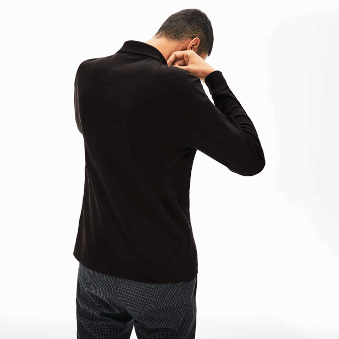 noir 031 V6HV858 Hommes Lacoste polo à manches longues en coton pima coupe classique