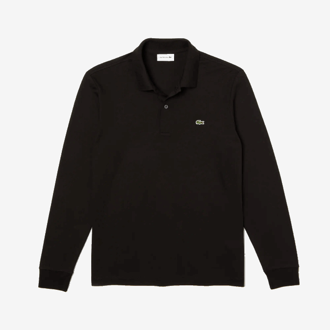 noir 031 V6HV858 Hommes Lacoste polo à manches longues en coton pima coupe classique