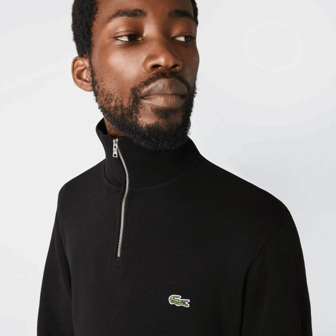 noir 031 V6HV952 Hommes Lacoste sweat col montant zippé en coton