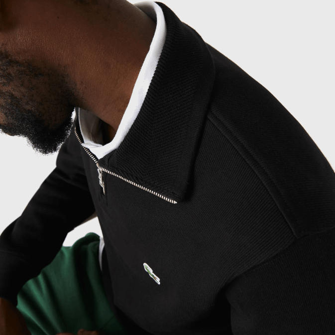 noir 031 V6HV952 Hommes Lacoste sweat col montant zippé en coton
