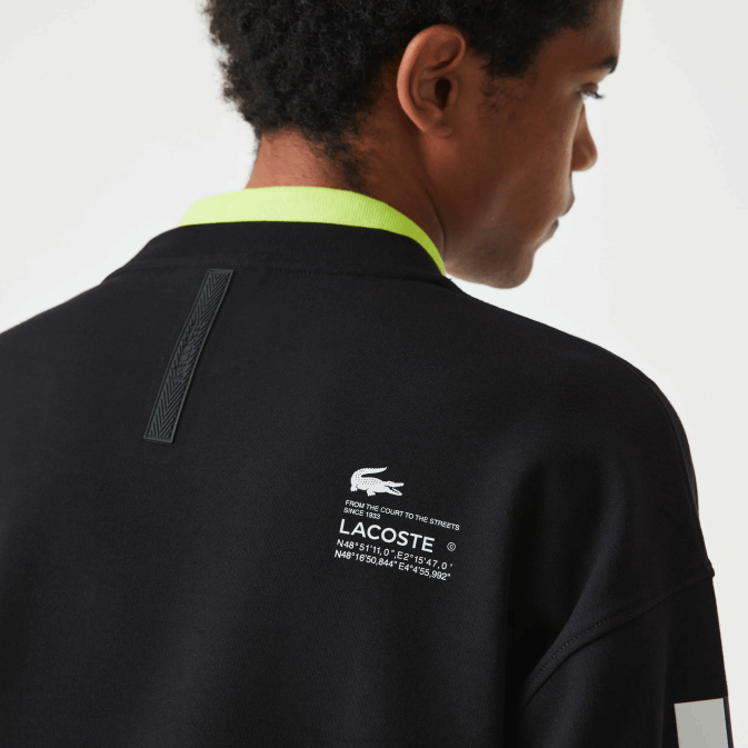 noir 031 V6HV982 Hommes Lacoste sweat ample à imprimé réfléchissant