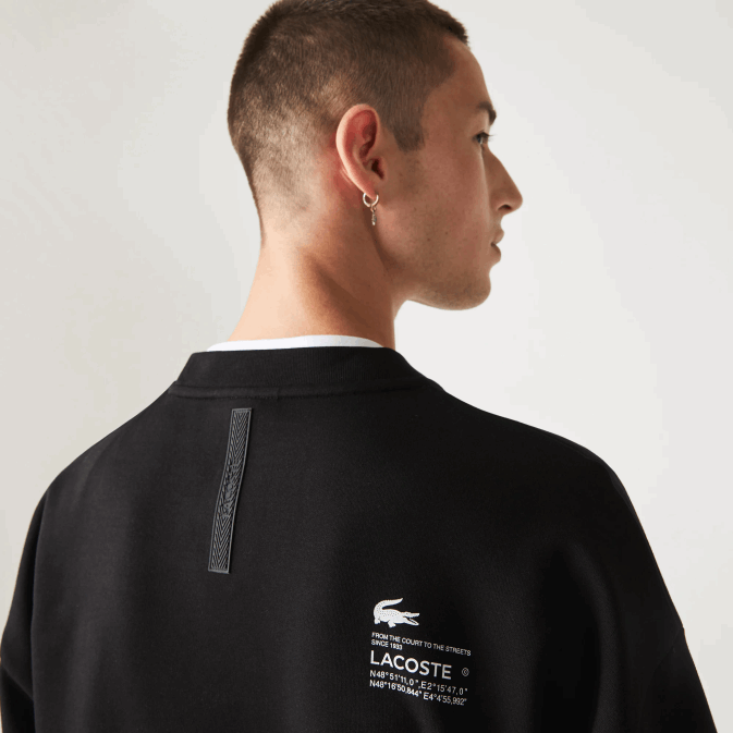 noir 031 V6HV999 Hommes Lacoste sweat ample en piqué