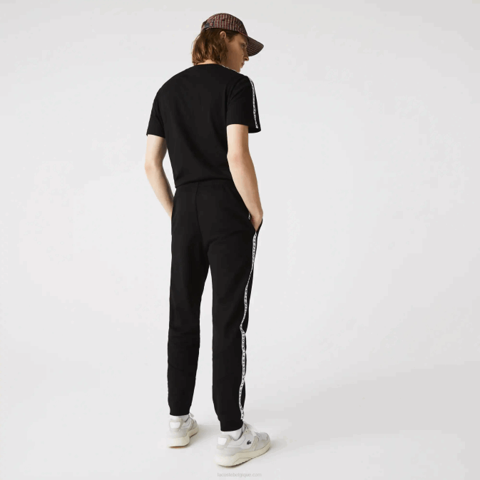 noir 8vm V6HV1147 Hommes Lacoste pantalon de jogging en polaire color block à rayures emblématiques