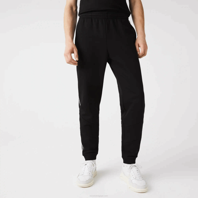 noir 8vm V6HV1147 Hommes Lacoste pantalon de jogging en polaire color block à rayures emblématiques