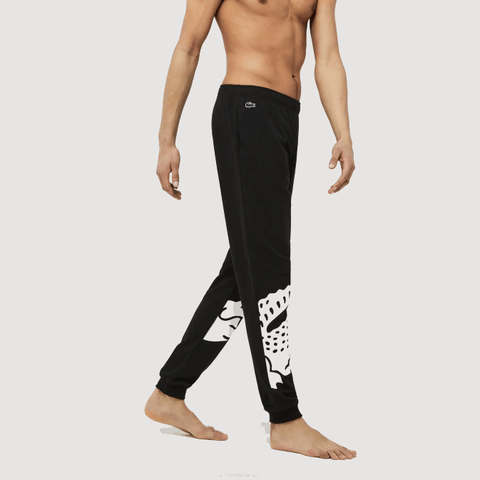 noir blanc 258 V6HV1469 Hommes Lacoste pantalon d\intérieur en molleton de coton mélangé à motif crocodile