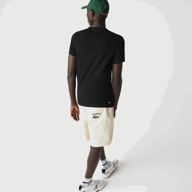 noir blanc 258 V6HV161 Hommes Lacoste t-shirt sport en jersey respirant crocodile imprimé 3d