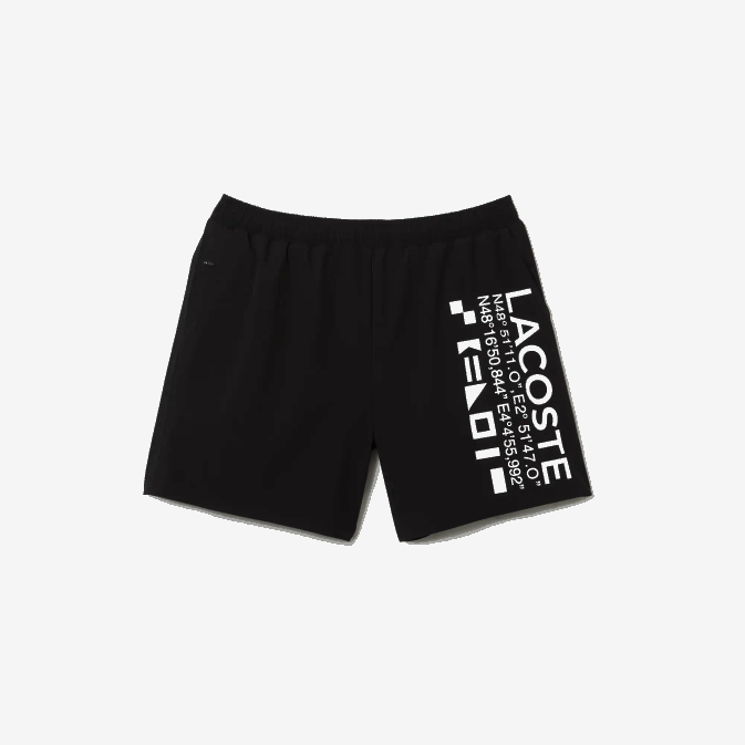 noir blanc 9m0 V6HV1662 Hommes Lacoste short de bain à imprimé marin