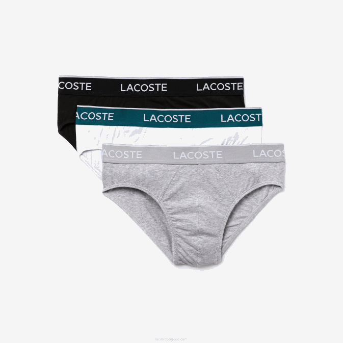 noir blanc gris chiné nua V6HV1422 Hommes Lacoste lot de 3 slips casual