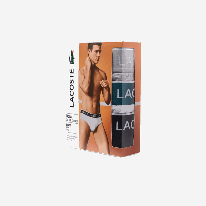 noir blanc gris chiné nua V6HV1422 Hommes Lacoste lot de 3 slips casual