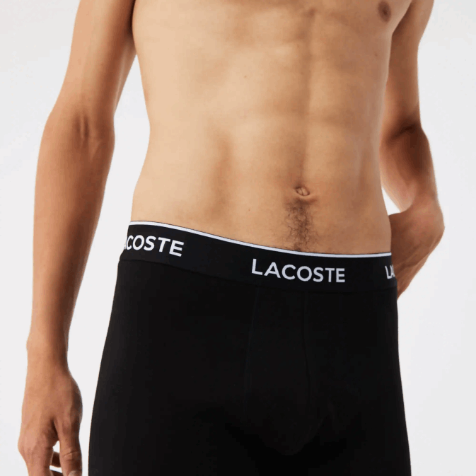 noir blanc gris chiné nua V6HV1433 Hommes Lacoste Lot de 3 boxers longs en coton stretch