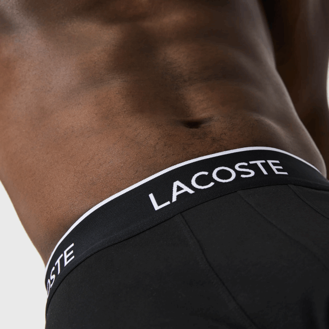 noir blanc gris chiné nua V6HV1433 Hommes Lacoste Lot de 3 boxers longs en coton stretch