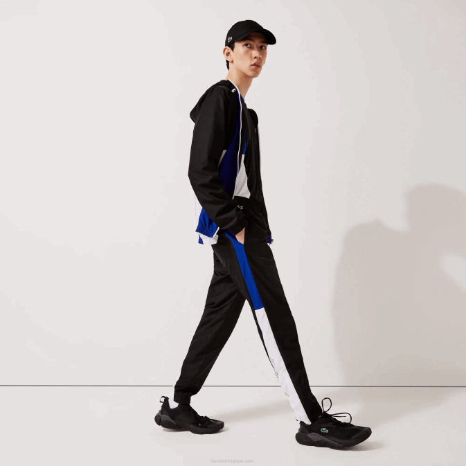 noir bleu blanc noir aru V6HV1129 Hommes Lacoste pantalon de survêtement sport bandes color block