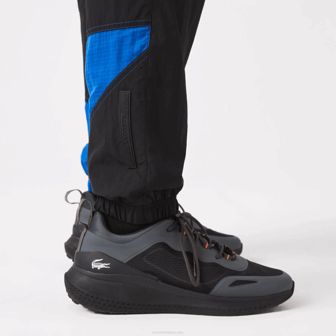 noir bleu blanc se1 V6HV1105 Hommes Lacoste pantalon de jogging patchwork déperlant