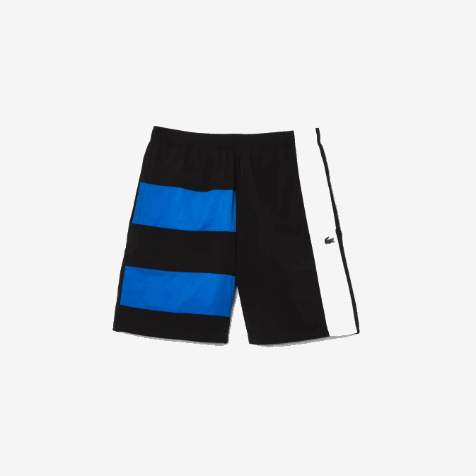 noir bleu blanc se1 V6HV1500 Hommes Lacoste short color-block à effet patchwork