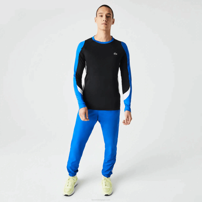 noir bleu blanc zfz V6HV753 Hommes Lacoste t-shirt de tennis de sport