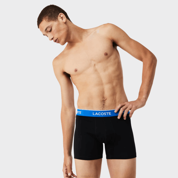 noir bleu gris foncé b68 V6HV1415 Hommes Lacoste Lot de 3 boxers longs en coton