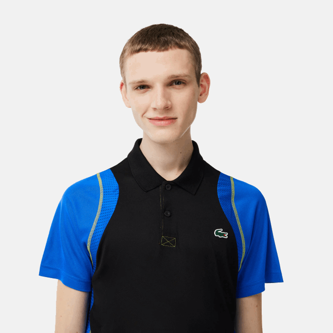 noir bleu jaune xis V6HV85 Hommes Lacoste polo de tennis en polyester recyclé