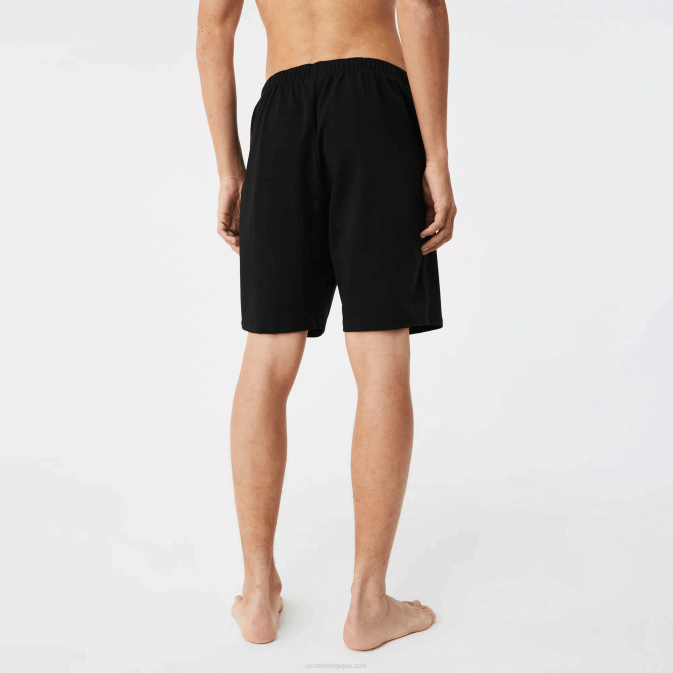 noir c31 V6HV1480 Hommes Lacoste short lounge molleton de coton crocodile velours