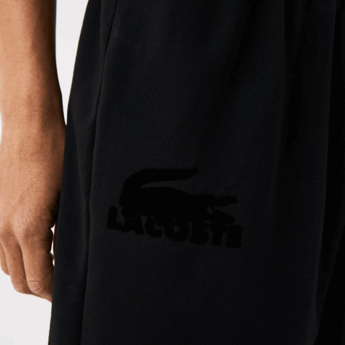noir c31 V6HV1480 Hommes Lacoste short lounge molleton de coton crocodile velours