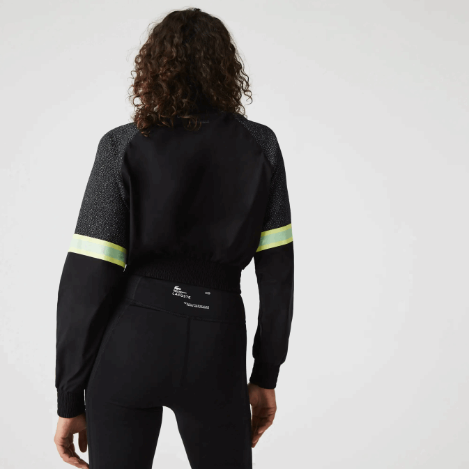 noir c31 V6HV2580 femmes Lacoste sweat-shirt court colorblock sport coupe ample