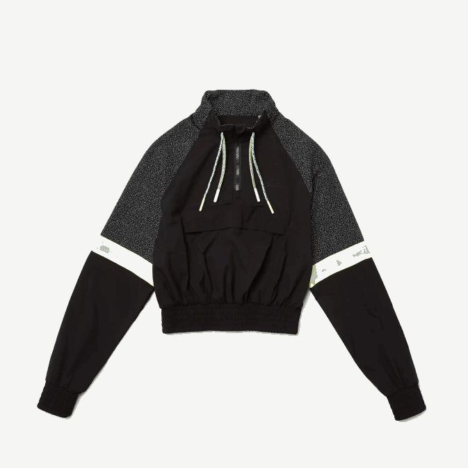 noir c31 V6HV2580 femmes Lacoste sweat-shirt court colorblock sport coupe ample