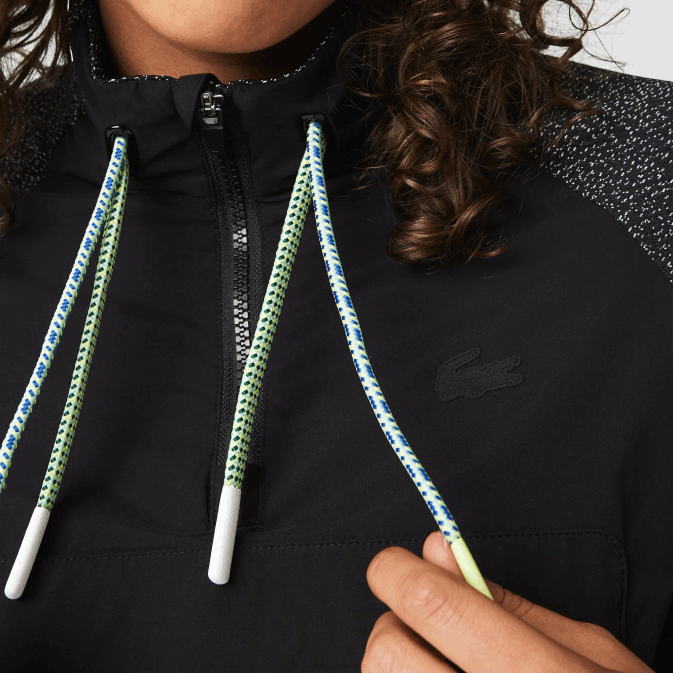 noir c31 V6HV2580 femmes Lacoste sweat-shirt court colorblock sport coupe ample