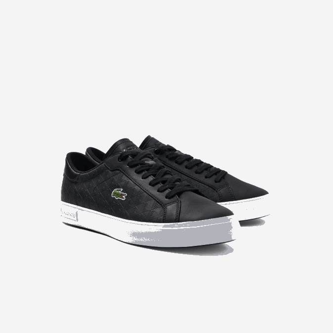 noir et blanc 312 V6HV1702 Hommes Lacoste baskets powercourt en cuir