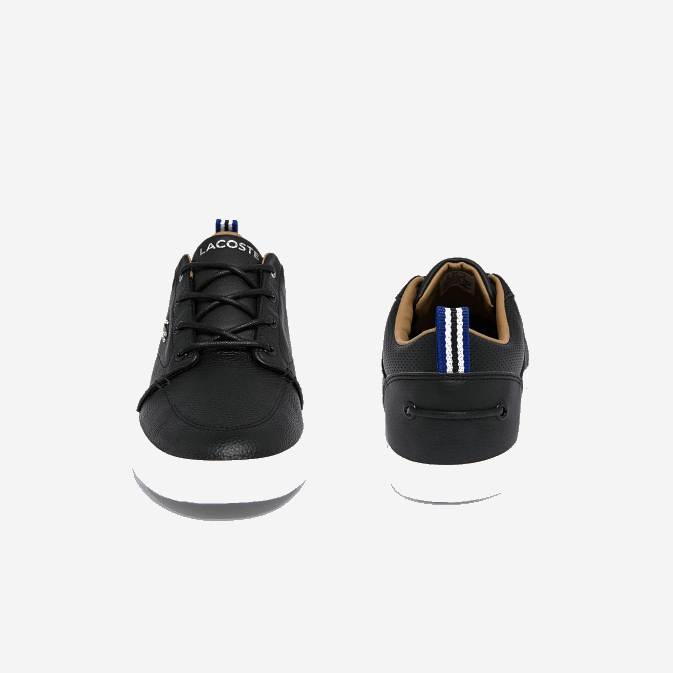 noir et blanc 312 V6HV1760 Hommes Lacoste baskets bayliss en cuir à col perforé