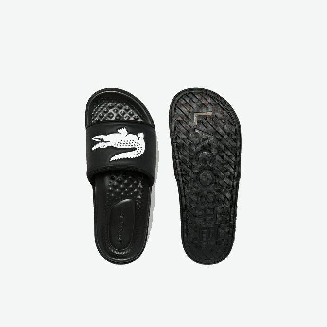noir et blanc 312 V6HV1765 Hommes Lacoste claquettes croco dualiste à logo synthétique