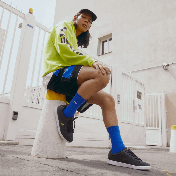 noir et blanc 312 V6HV1816 Hommes Lacoste baskets en cuir carnaby bl